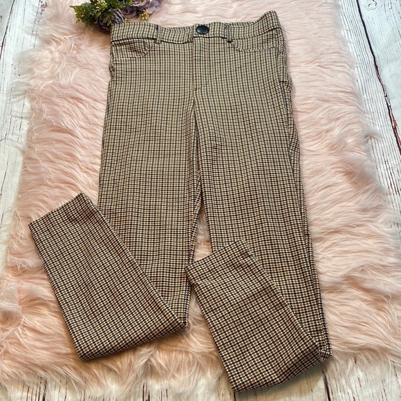 Zara Houndstooth High Rise Tan Jeggings sz M - Picture 3 of 11